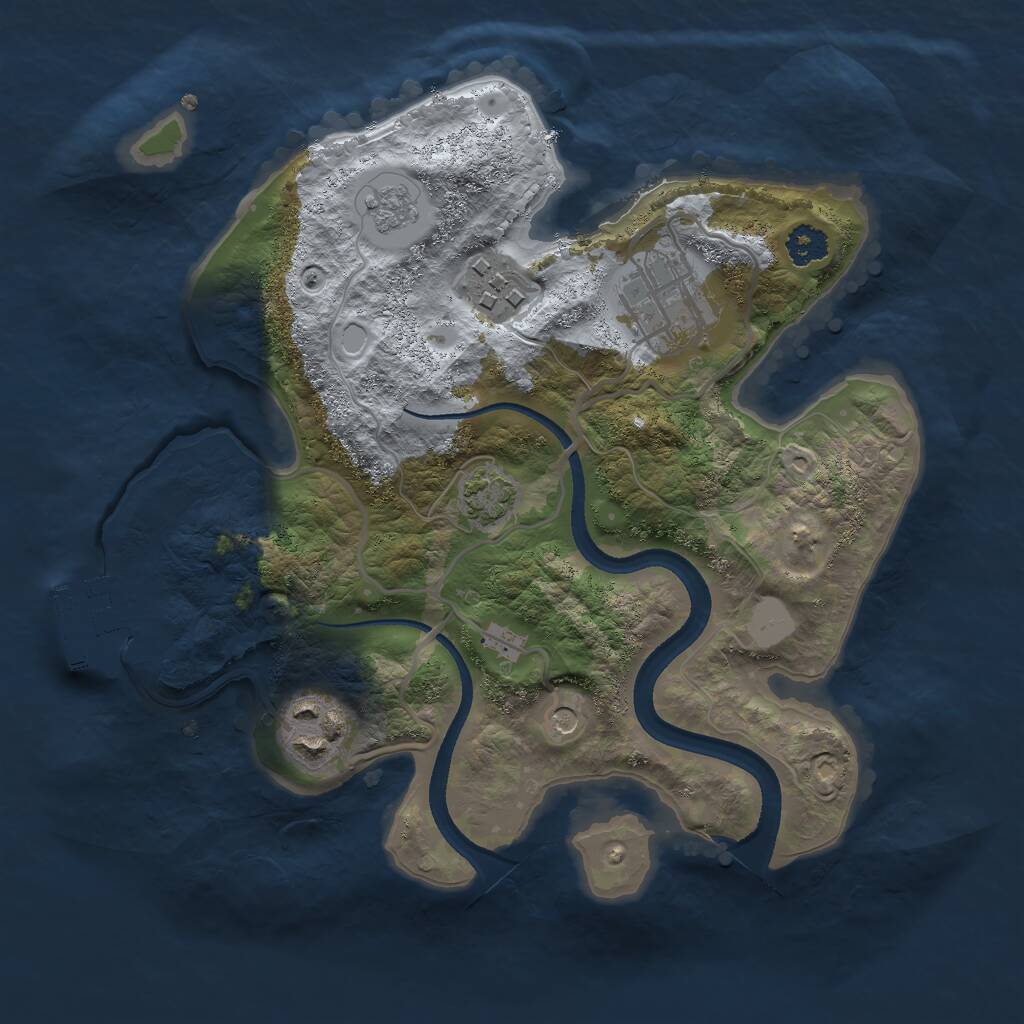 Rust Map: Procedural Map, Size: 2500, Seed: 44335, 8 Monuments