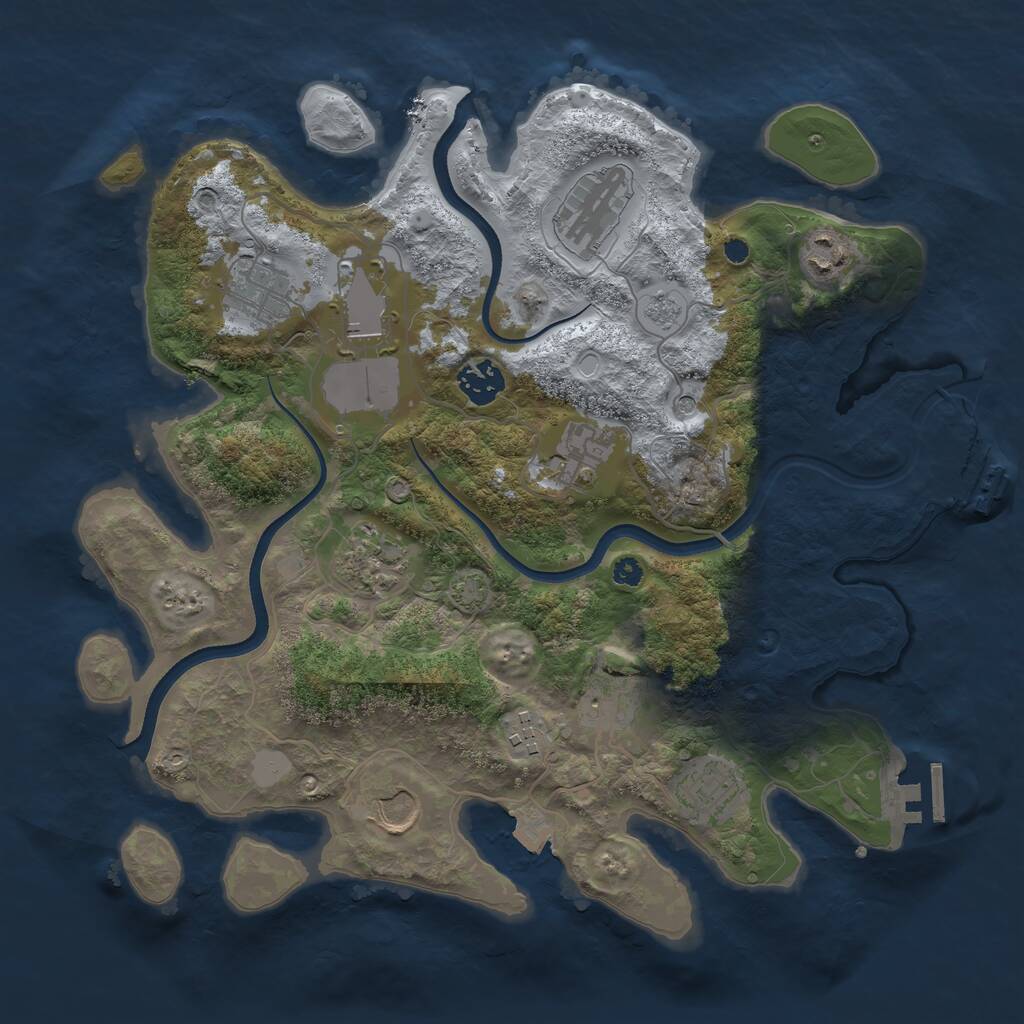 Rust Map: Procedural Map, Size: 3500, Seed: 281074, 17 Monuments