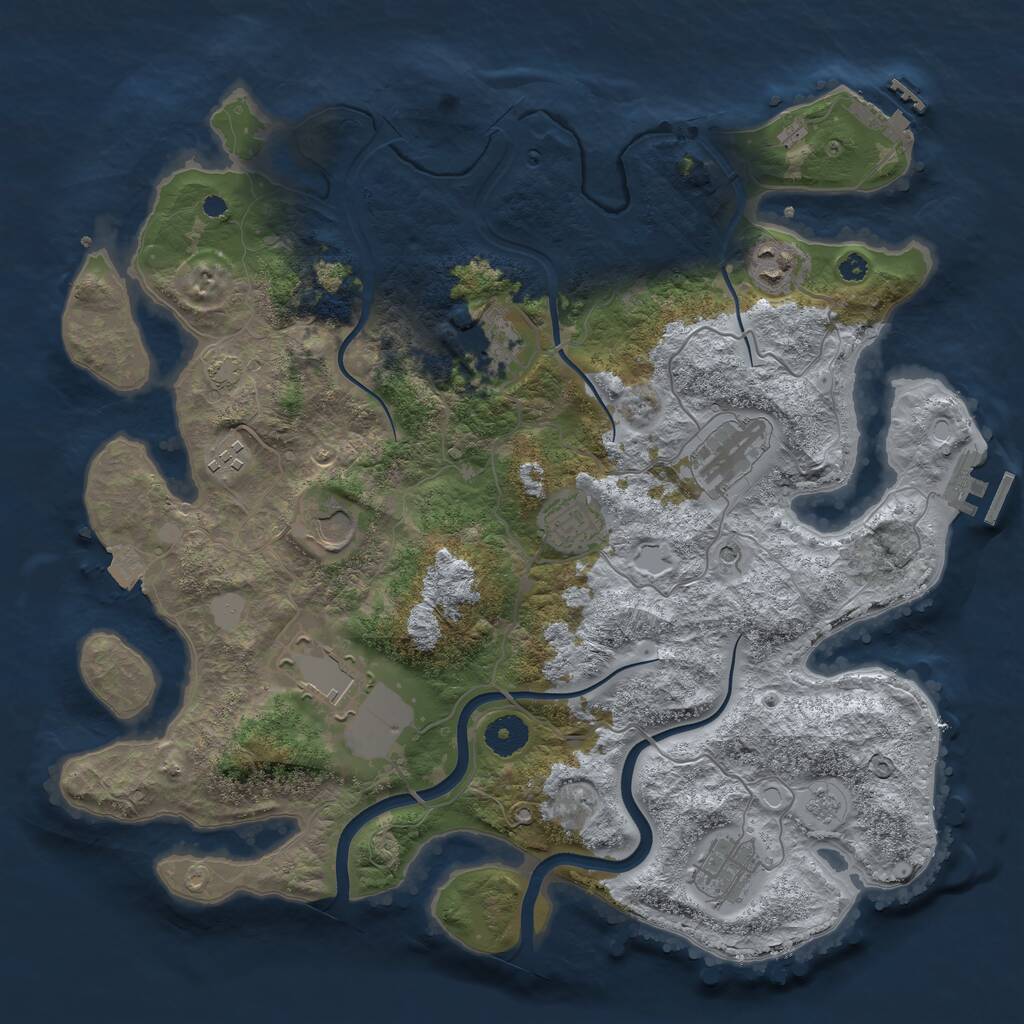 Rust Map: Procedural Map, Size: 3750, Seed: 233972, 14 Monuments