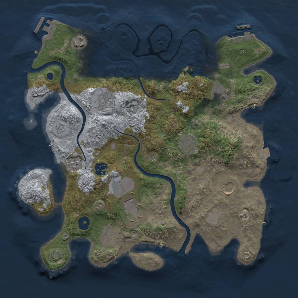Rust Map: Procedural Map, Size: 3500, Seed: 356573, 15 Monuments