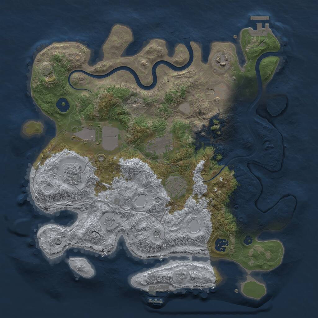Rust Map: Procedural Map, Size: 3500, Seed: 923575, 14 Monuments