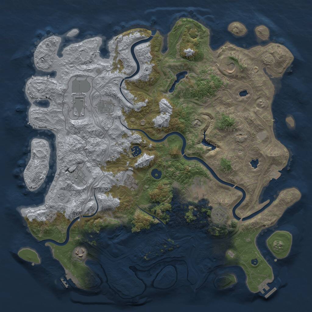 Rust Map: Procedural Map, Size: 4500, Seed: 426657, 16 Monuments