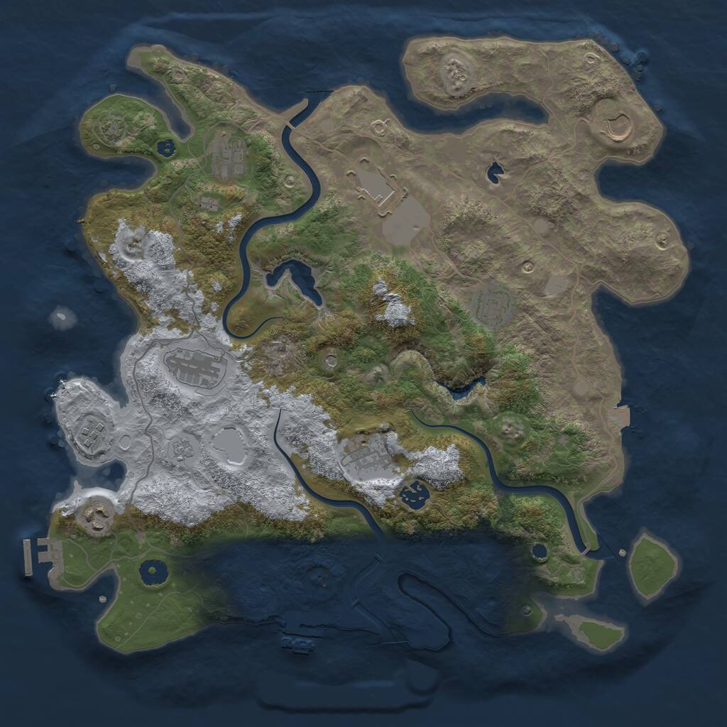 Rust Map: Procedural Map, Size: 4000, Seed: 384753, 15 Monuments