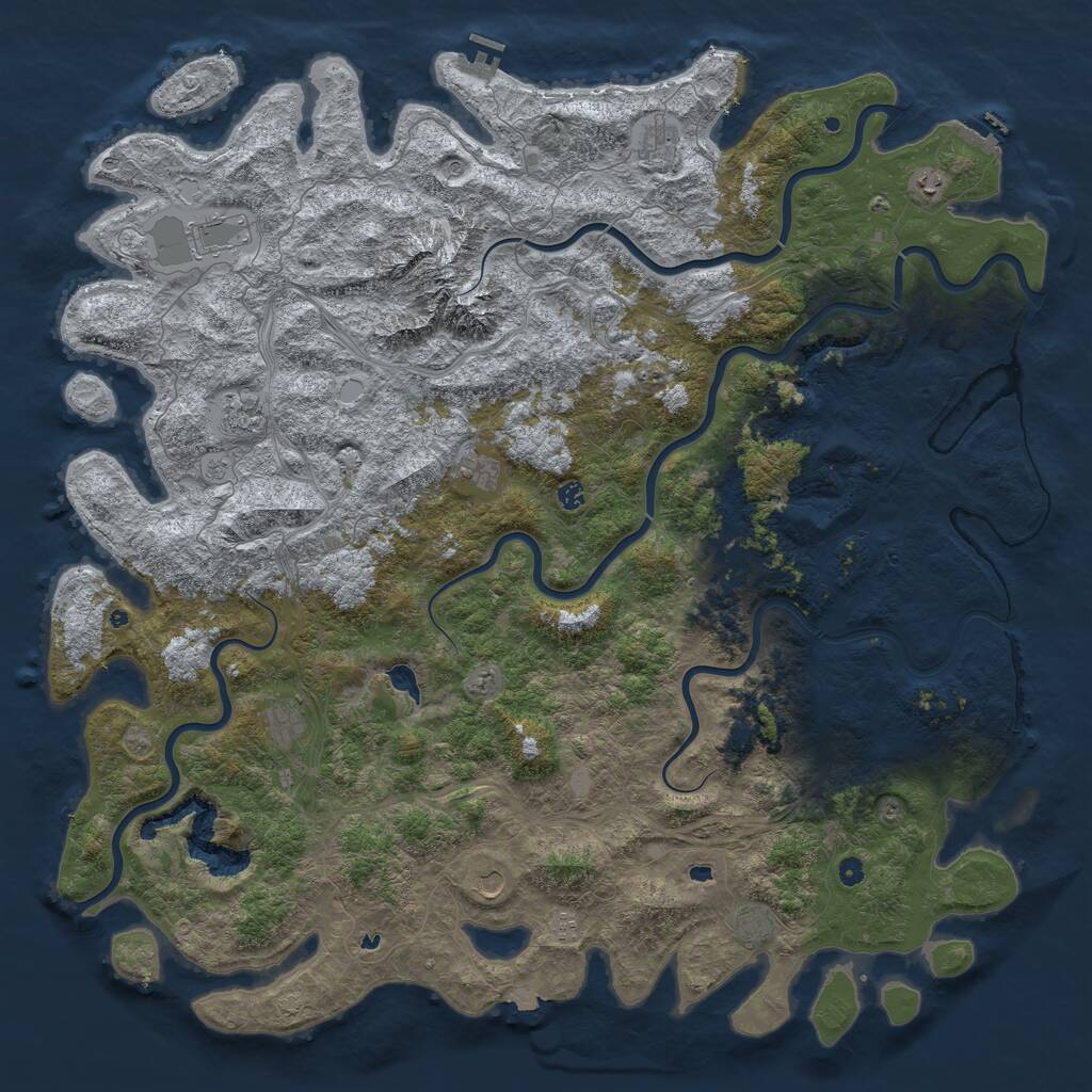 Rust Map: Procedural Map, Size: 6000, Seed: 55564032, 17 Monuments