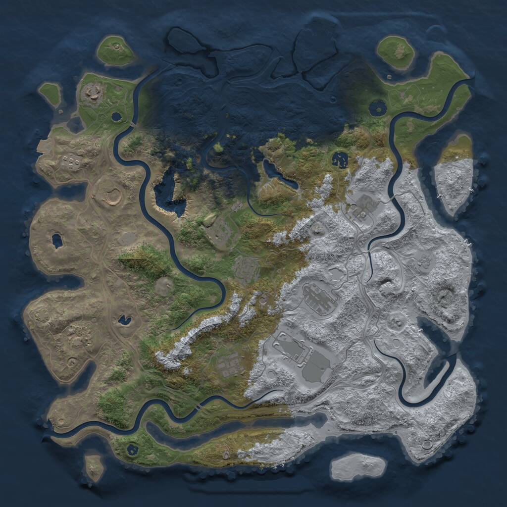 Rust Map: Procedural Map, Size: 4500, Seed: 900693, 16 Monuments
