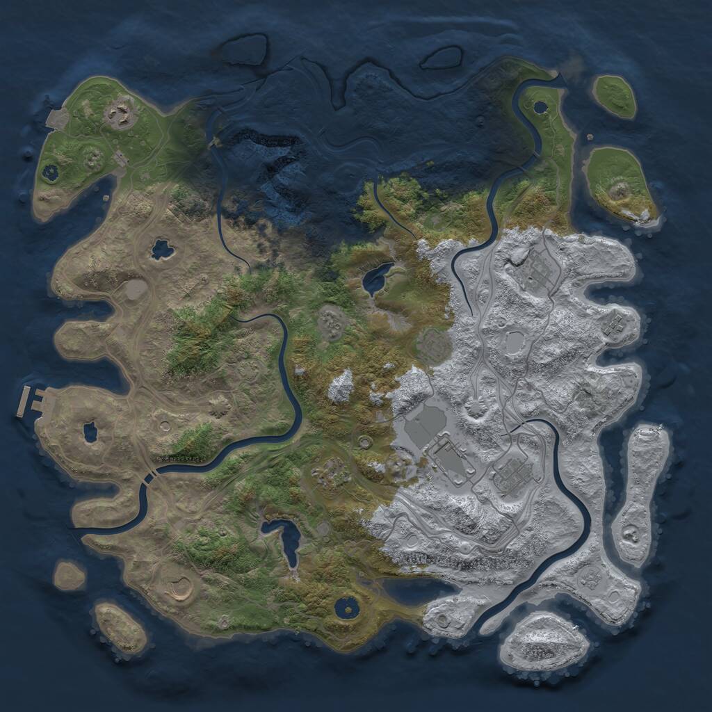 Rust Map: Procedural Map, Size: 4500, Seed: 860573, 13 Monuments