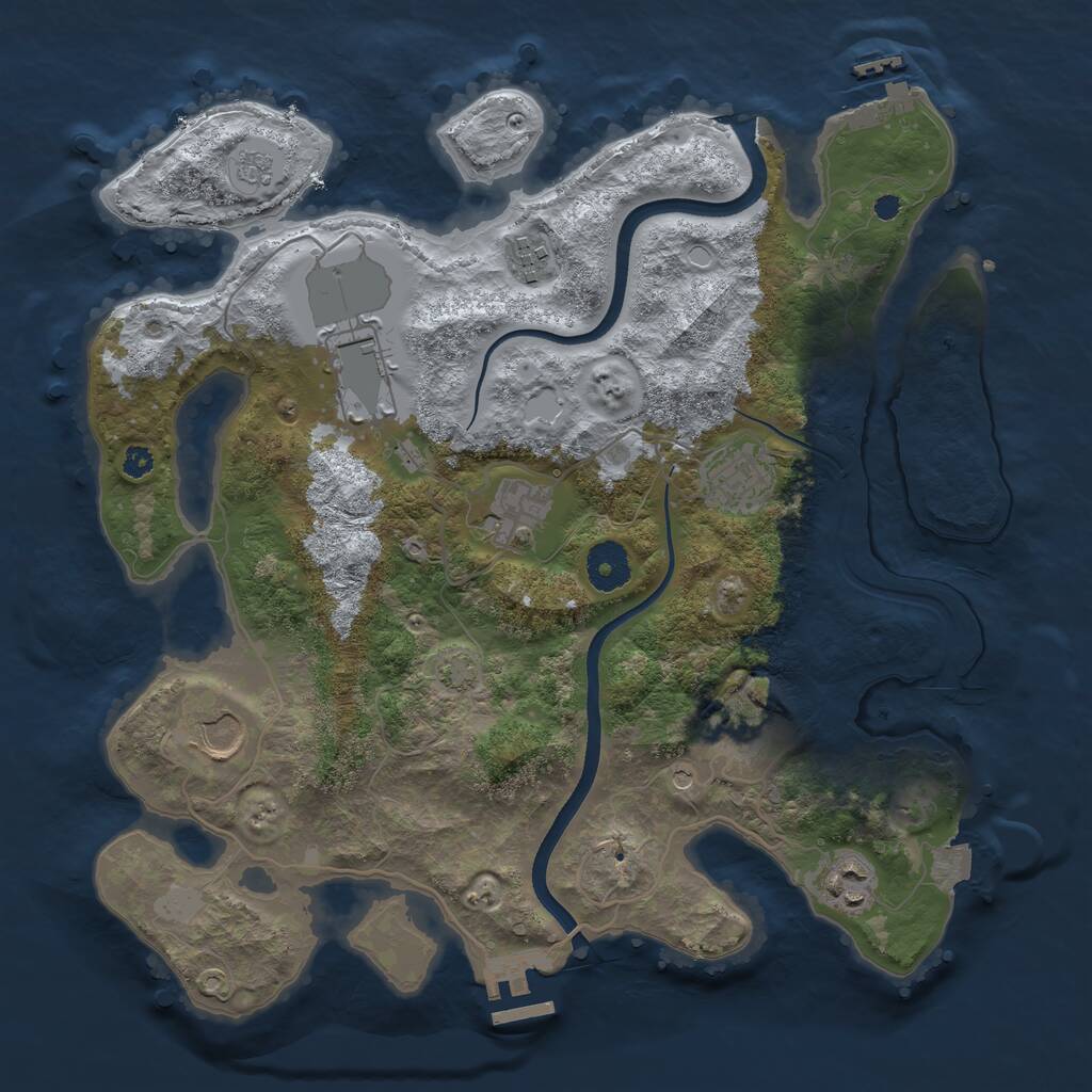 Rust Map: Procedural Map, Size: 3500, Seed: 477764, 13 Monuments