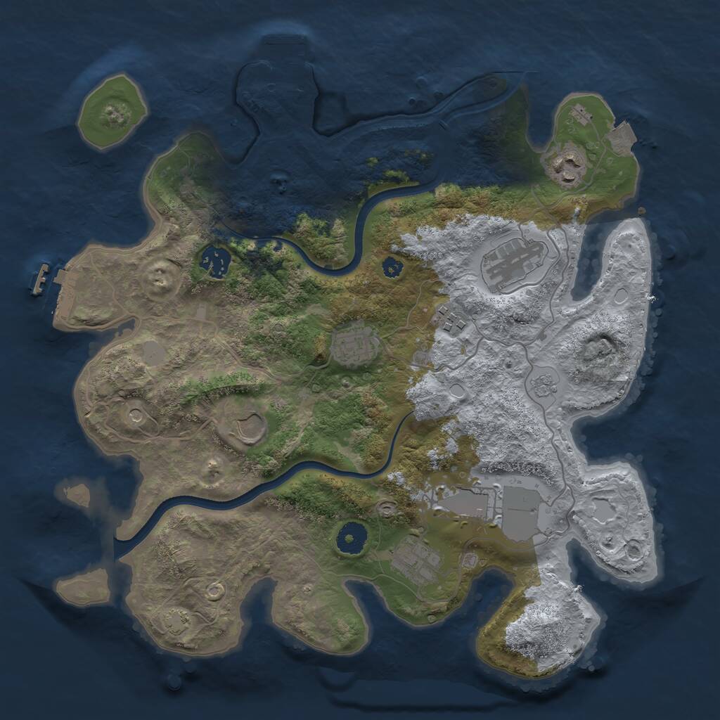 Rust Map: Procedural Map, Size: 3500, Seed: 398213, 14 Monuments