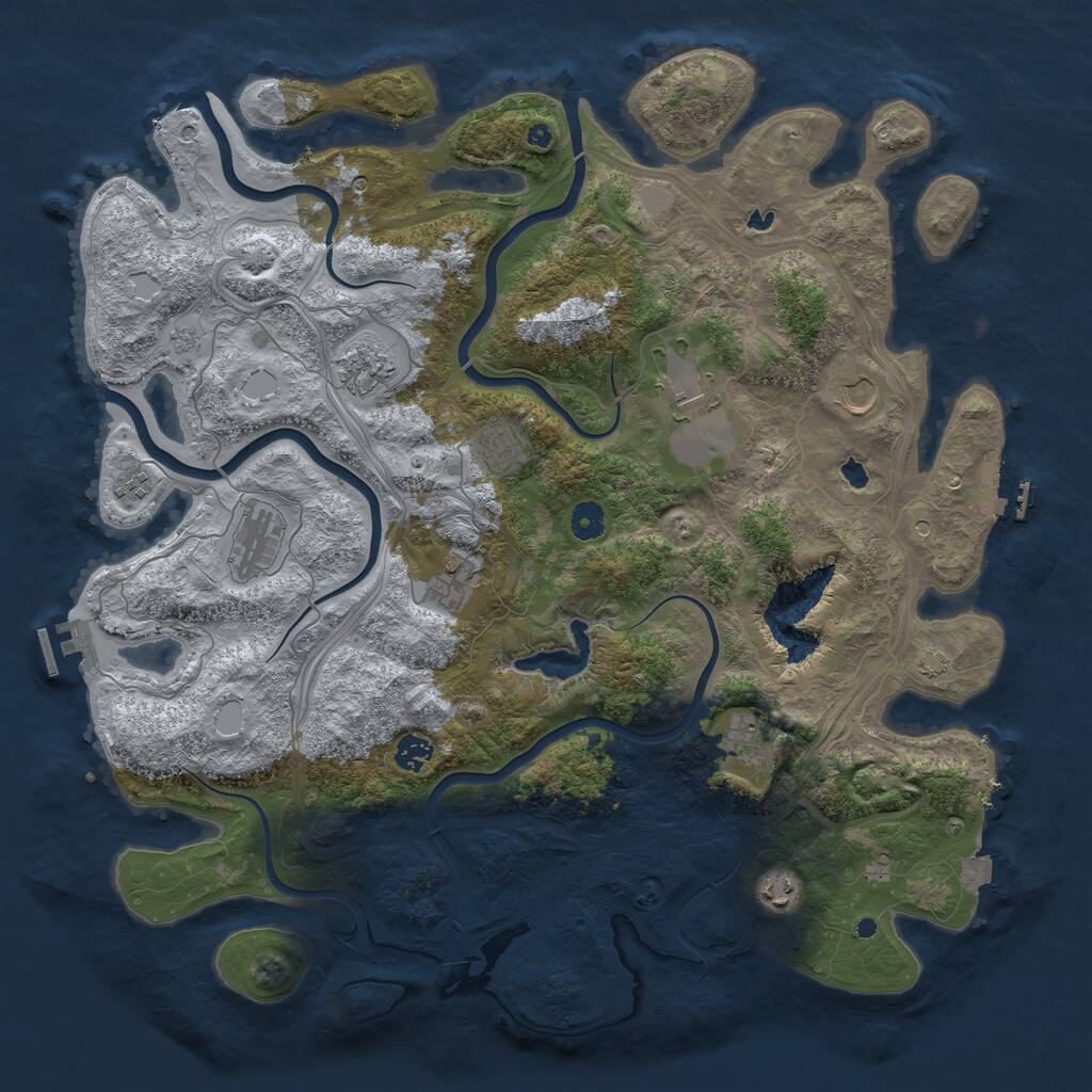 Rust Map: Procedural Map, Size: 4500, Seed: 953072, 16 Monuments