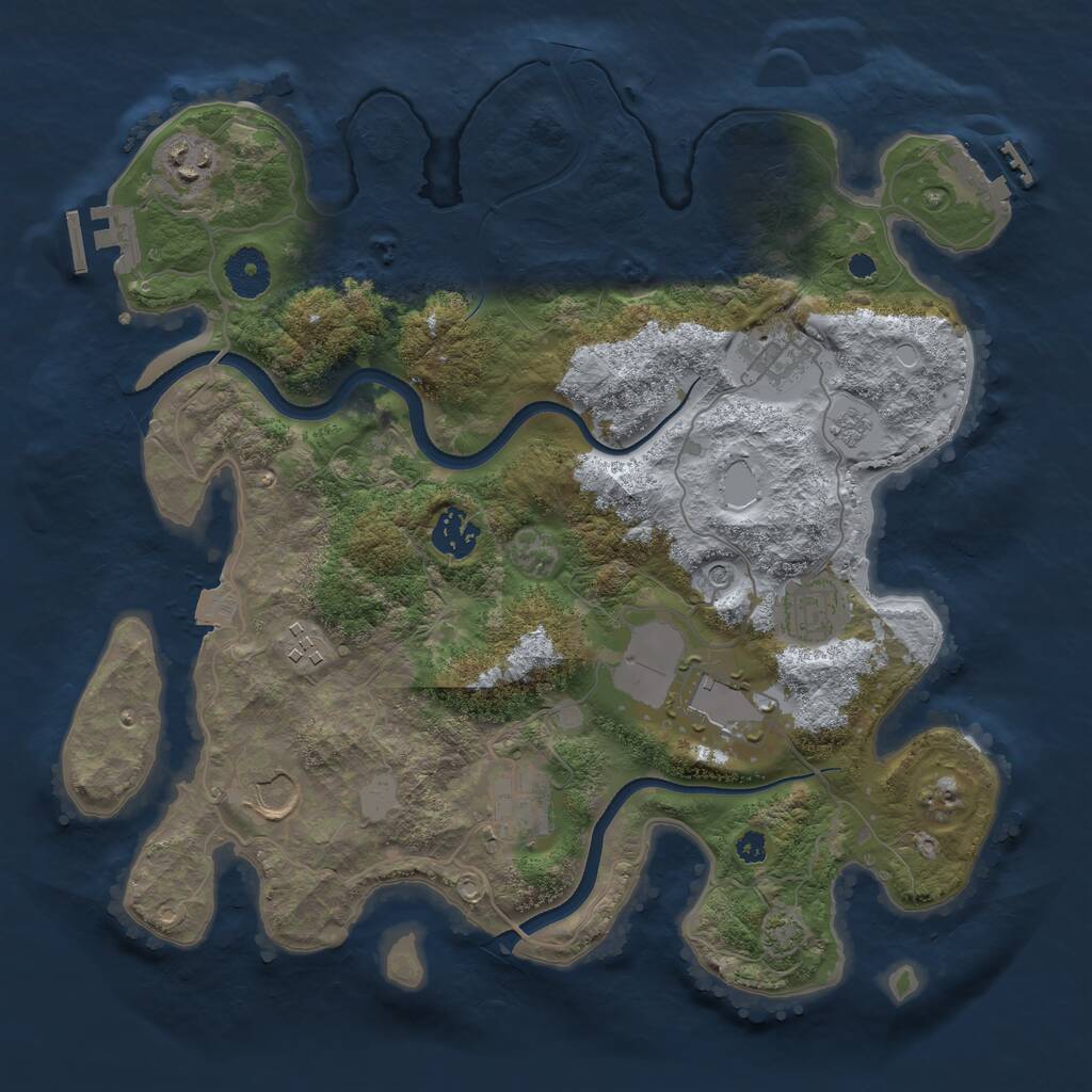 Rust Map: Procedural Map, Size: 3500, Seed: 471297, 14 Monuments