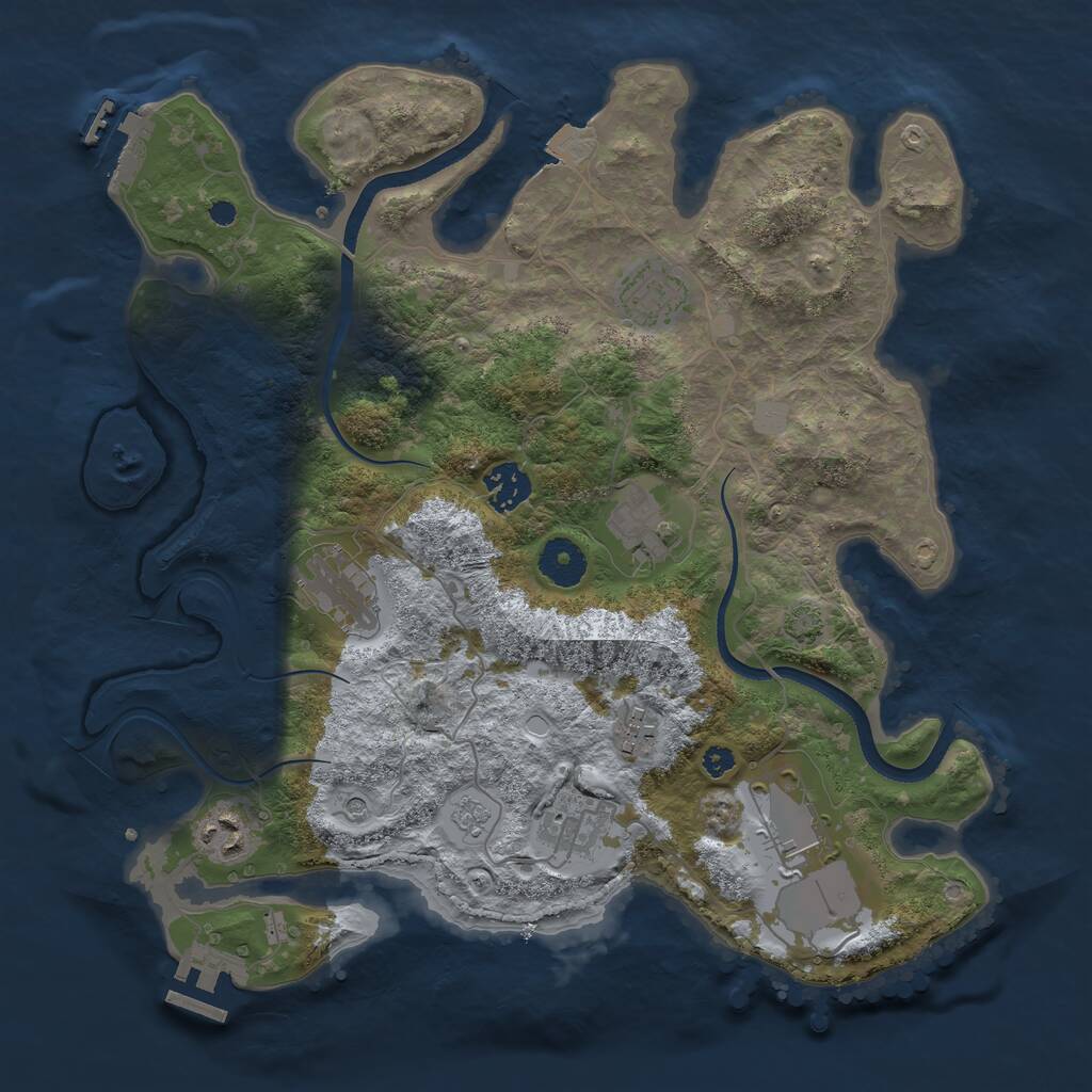 Rust Map: Procedural Map, Size: 3500, Seed: 455562, 14 Monuments