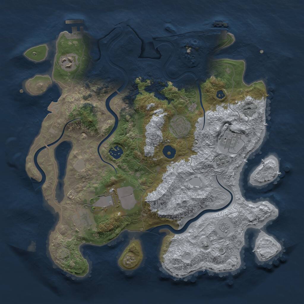 Rust Map: Procedural Map, Size: 3500, Seed: 1737361048, 13 Monuments
