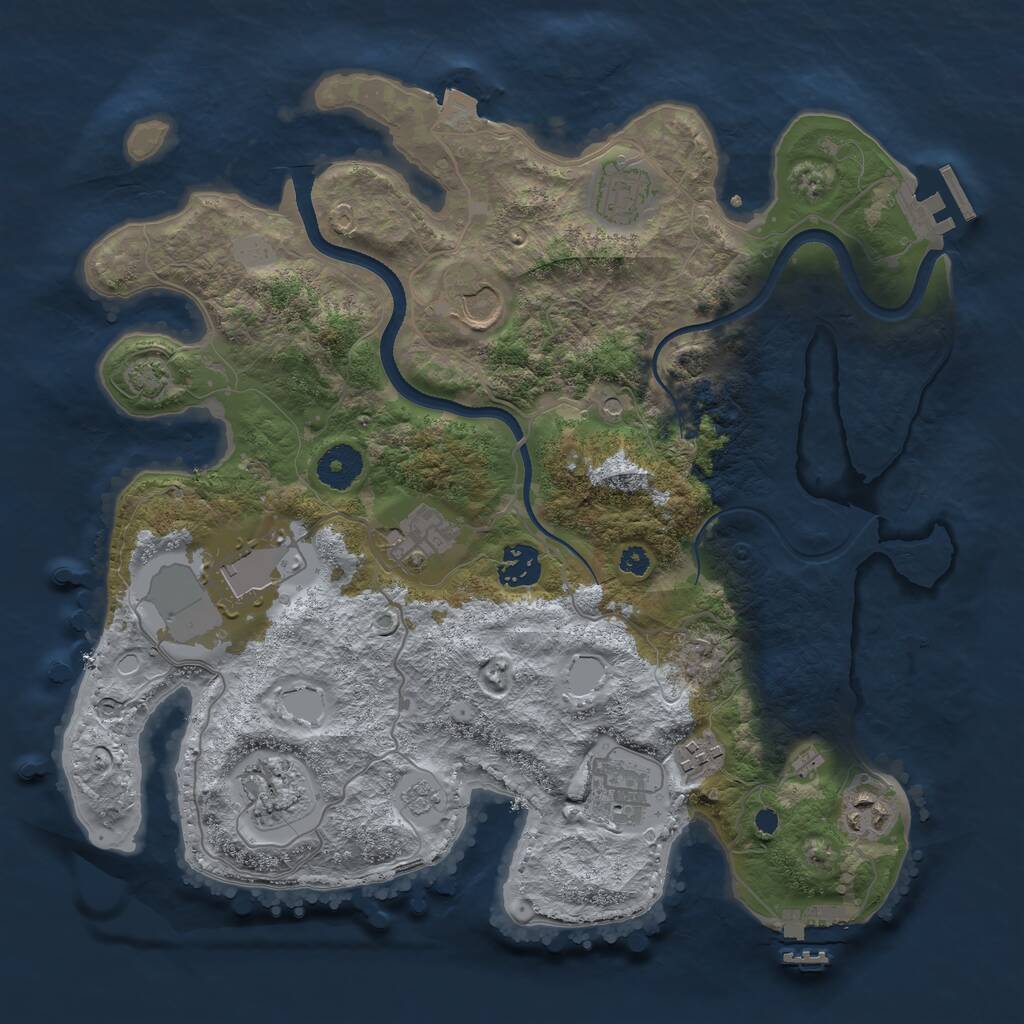 Rust Map: Procedural Map, Size: 3500, Seed: 468607, 15 Monuments