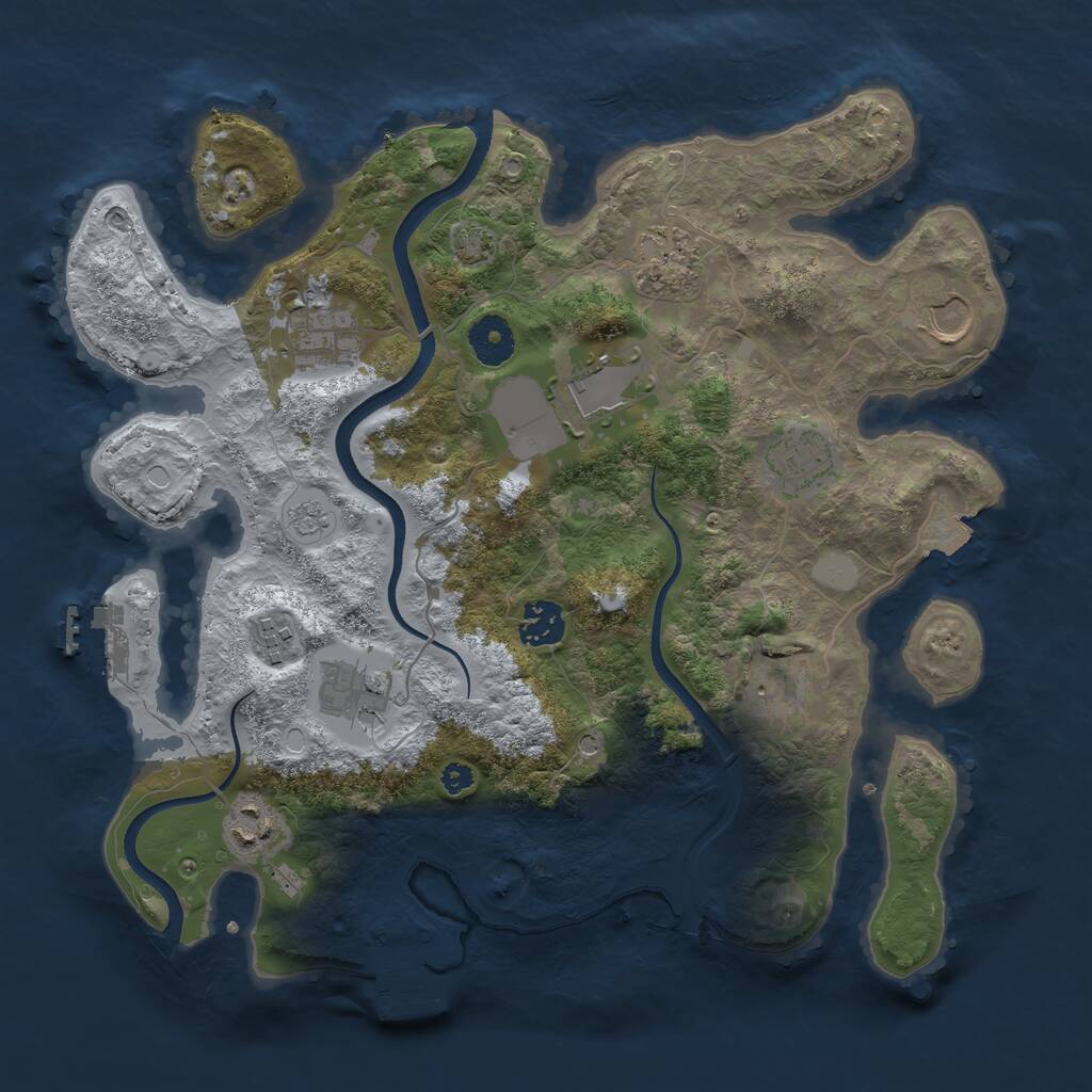 Rust Map: Procedural Map, Size: 3500, Seed: 302589, 16 Monuments
