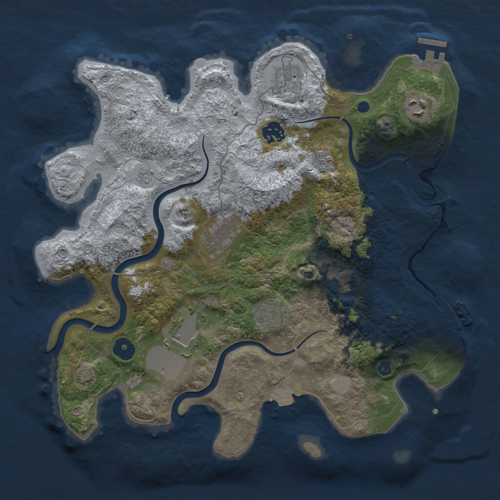 Rust Map: Procedural Map, Size: 3500, Seed: 391410, 13 Monuments