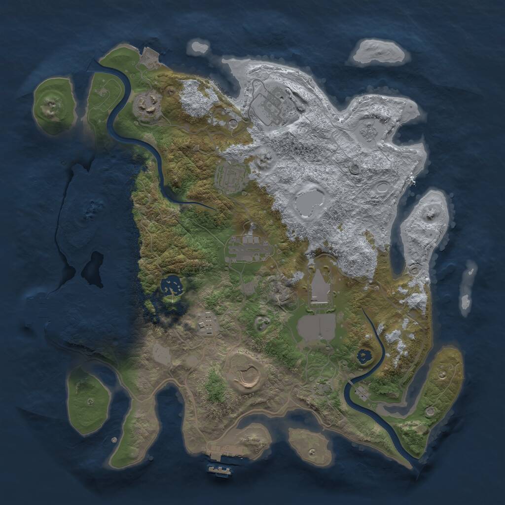 Rust Map: Procedural Map, Size: 3500, Seed: 233835273, 14 Monuments