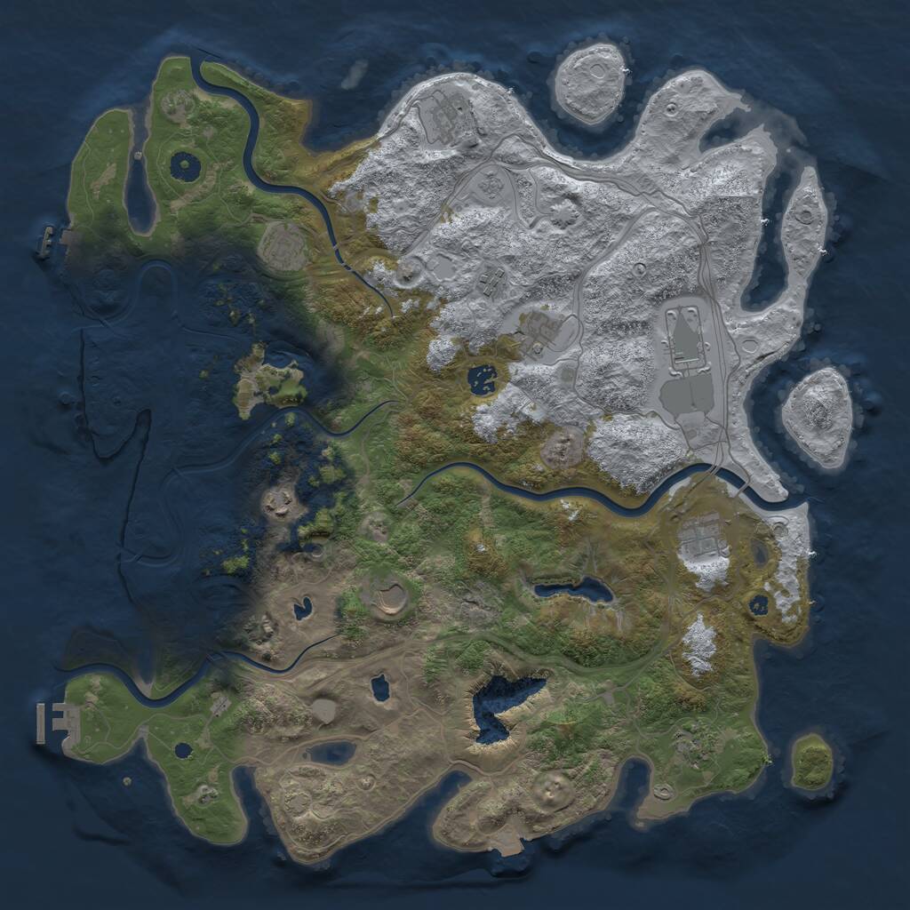Rust Map: Procedural Map, Size: 4500, Seed: 281243165, 16 Monuments