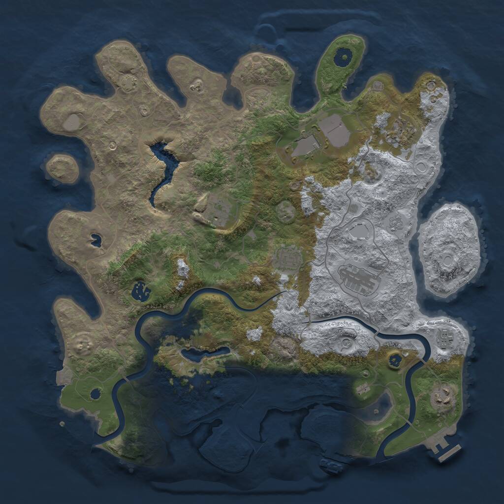Rust Map: Procedural Map, Size: 4000, Seed: 304386, 14 Monuments