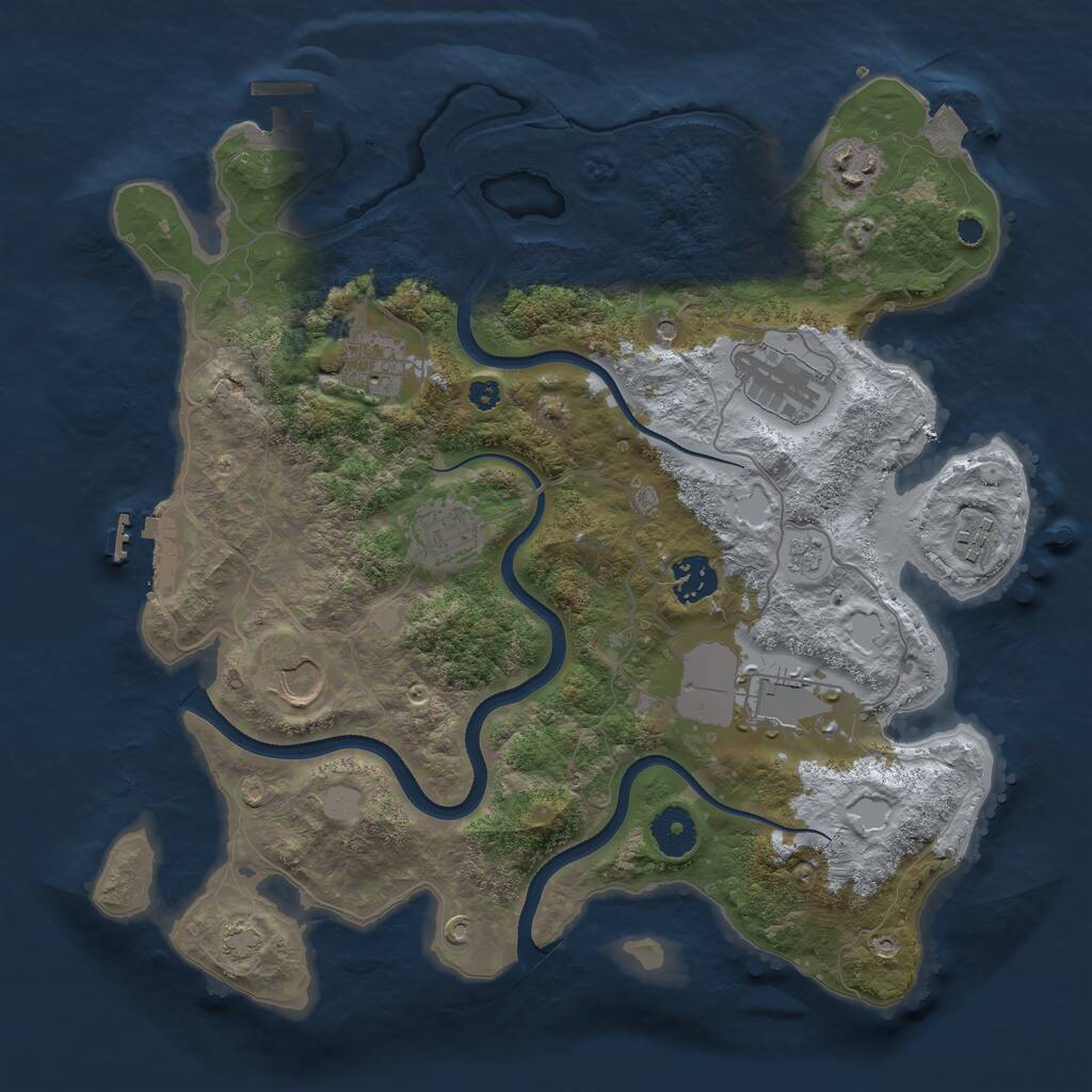 Rust Map: Procedural Map, Size: 3500, Seed: 999540577, 14 Monuments