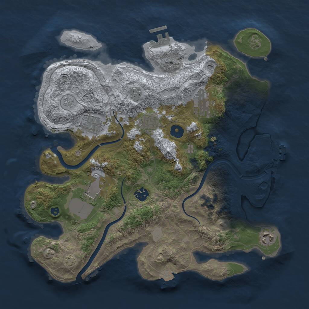 Rust Map: Procedural Map, Size: 3500, Seed: 825816, 13 Monuments