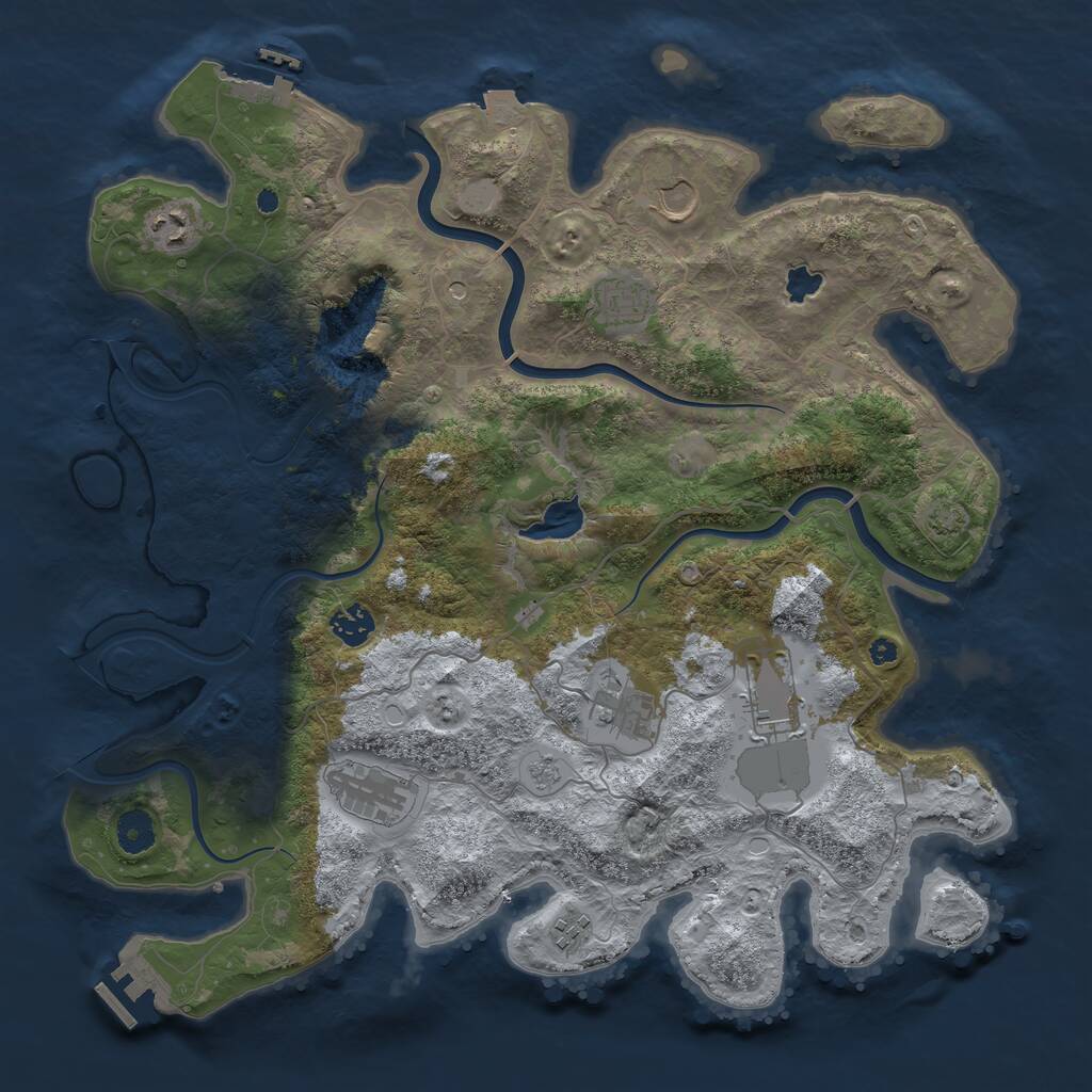 Rust Map: Procedural Map, Size: 4000, Seed: 442553, 14 Monuments