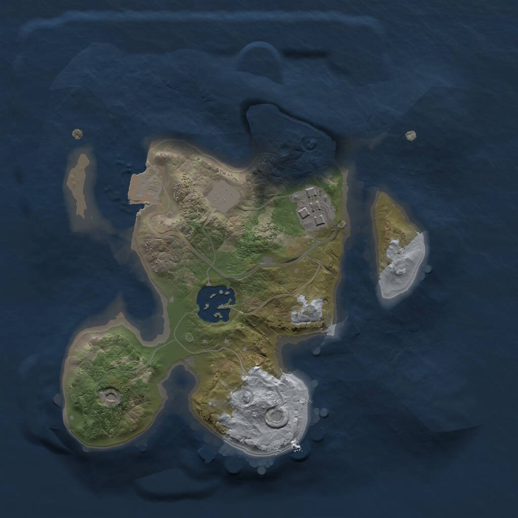 Rust Map: Procedural Map, Size: 2000, Seed: 2089042709, 3 Monuments