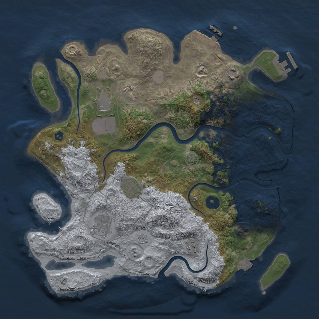 Rust Map: Procedural Map, Size: 3500, Seed: 247264, 11 Monuments