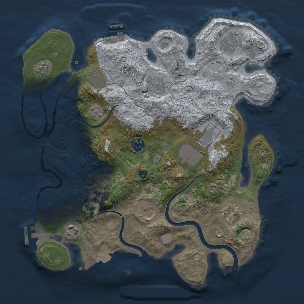 Rust Map: Procedural Map, Size: 3500, Seed: 804683, 15 Monuments