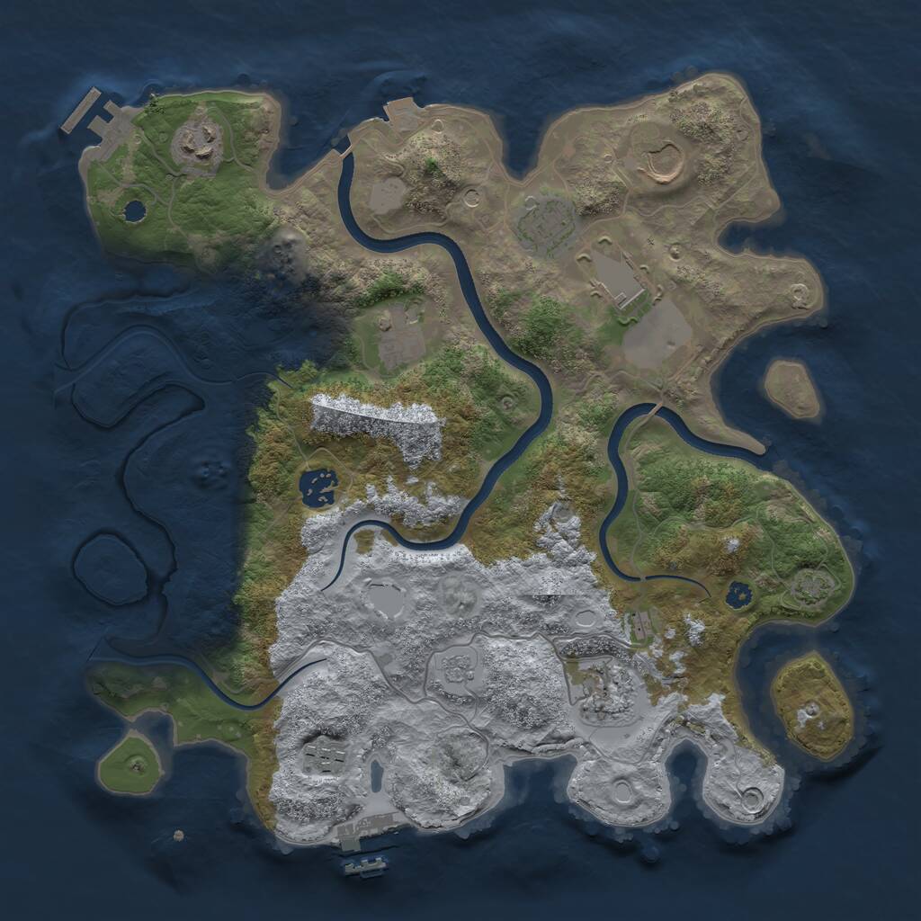 Rust Map: Procedural Map, Size: 3500, Seed: 874556, 14 Monuments