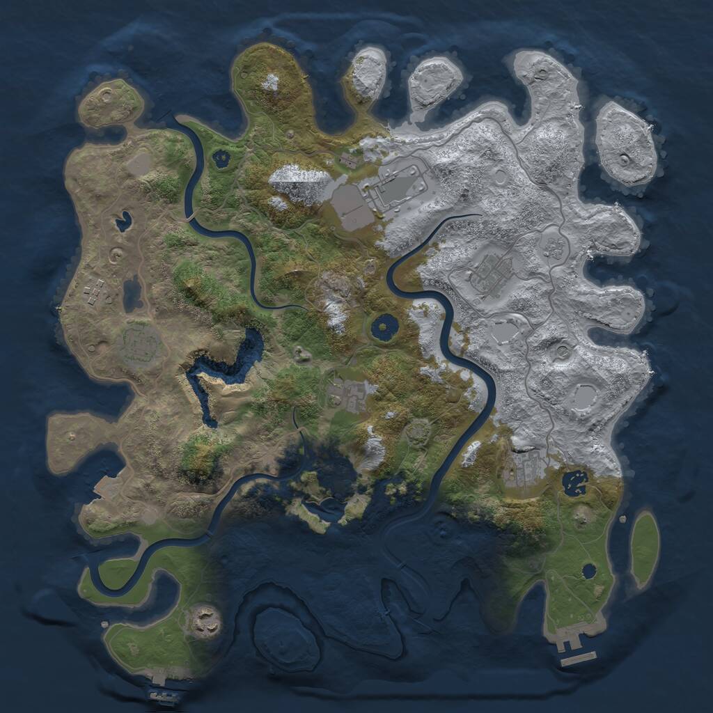 Rust Map: Procedural Map, Size: 4000, Seed: 984828, 14 Monuments