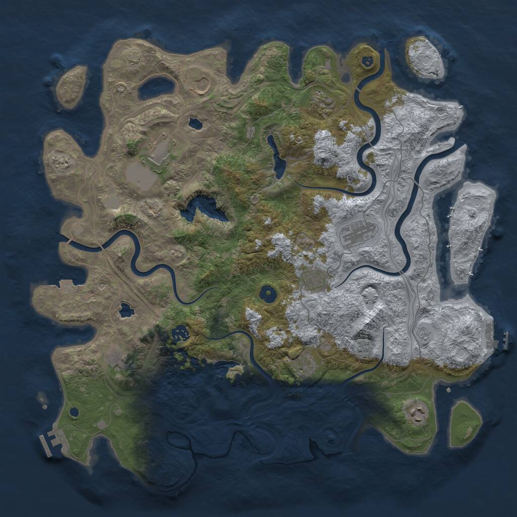 Rust Map: Procedural Map, Size: 4500, Seed: 613038, 16 Monuments