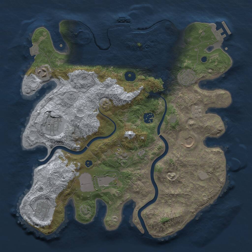 Rust Map: Procedural Map, Size: 3500, Seed: 701880, 15 Monuments