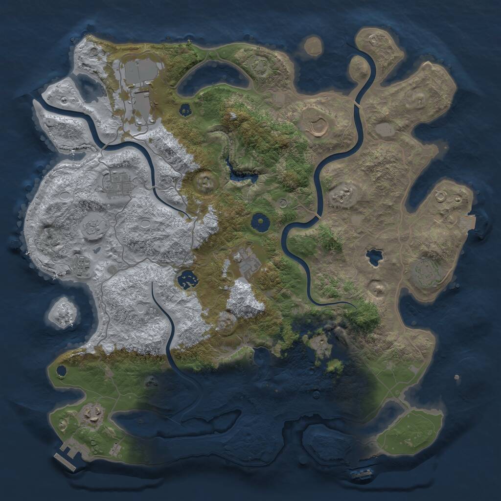Rust Map: Procedural Map, Size: 4000, Seed: 877881, 15 Monuments