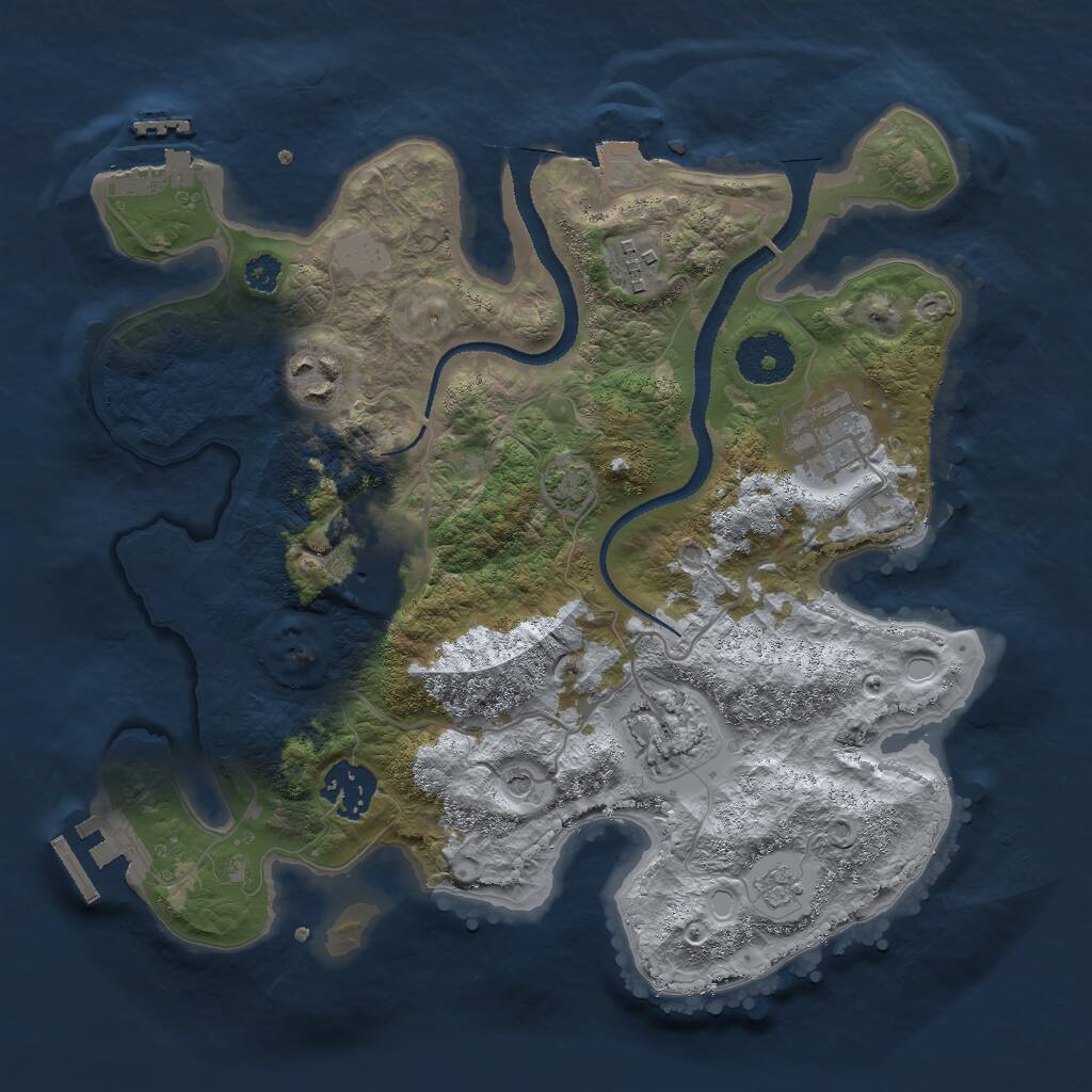 Rust Map: Procedural Map, Size: 3000, Seed: 1912789798, 12 Monuments
