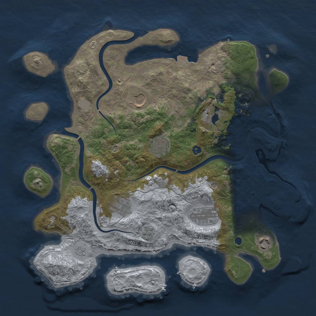 Rust Map: Procedural Map, Size: 3500, Seed: 812286, 12 Monuments