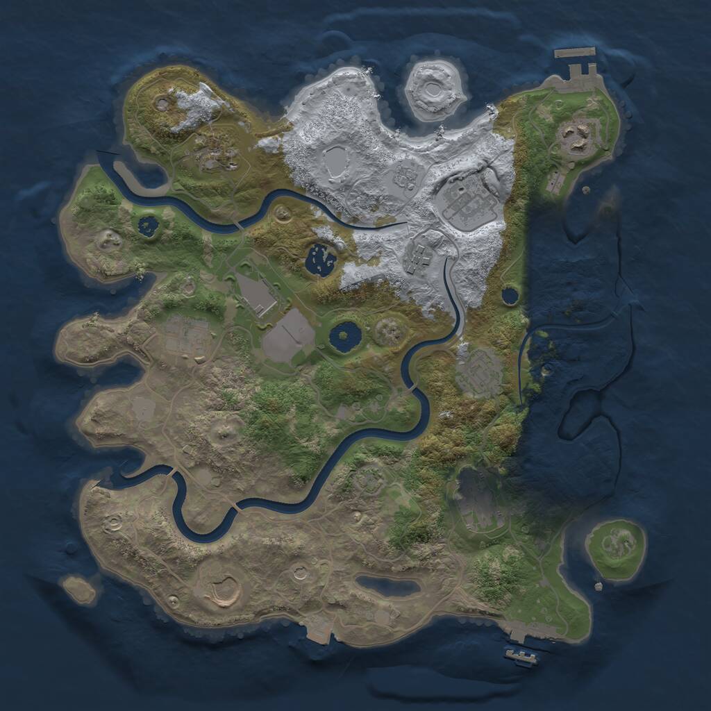 Rust Map: Procedural Map, Size: 3500, Seed: 2072735980, 16 Monuments