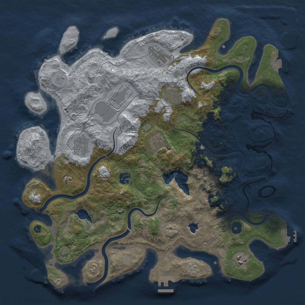 Rust Map: Procedural Map, Size: 4000, Seed: 1888422455, 14 Monuments