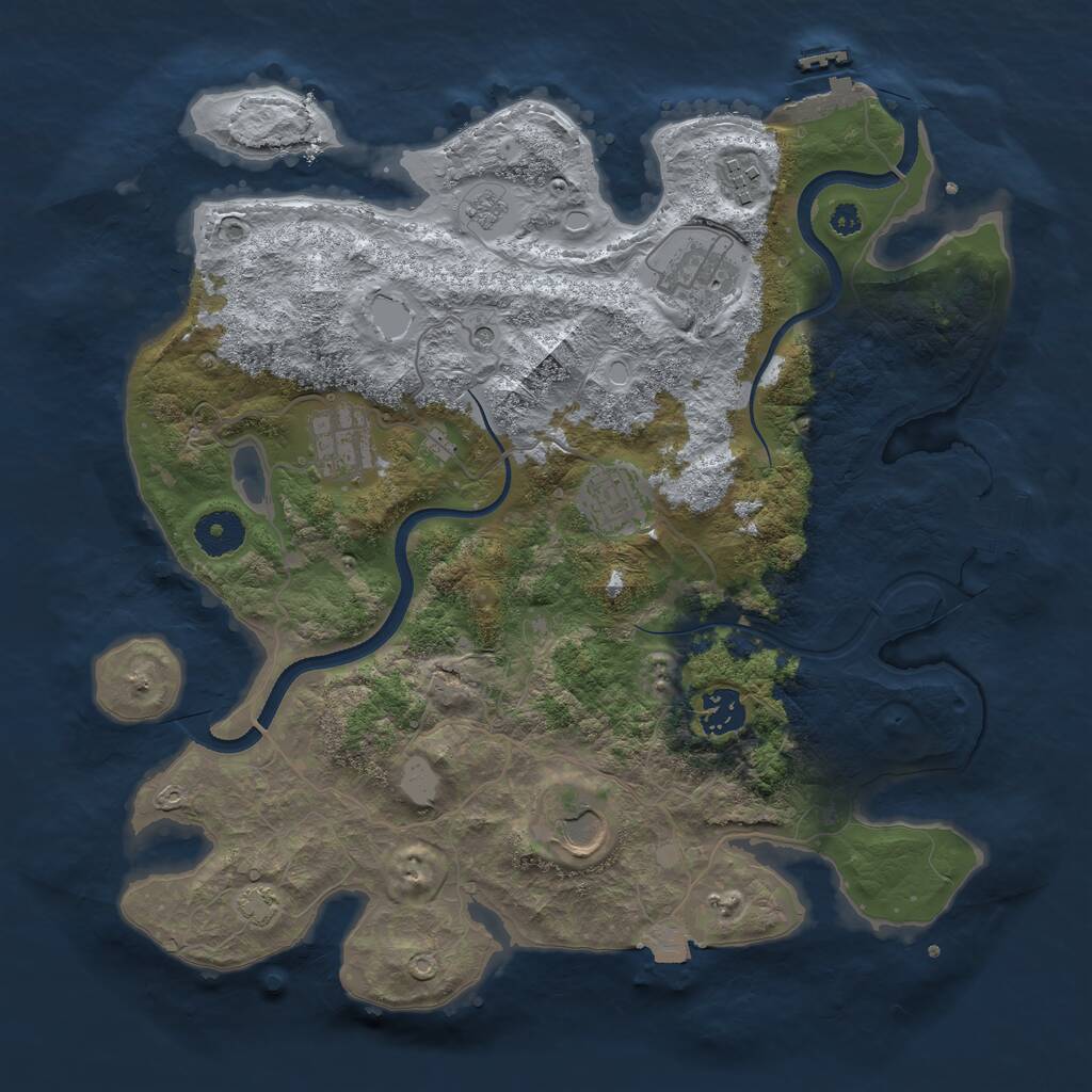 Rust Map: Procedural Map, Size: 3500, Seed: 955097, 12 Monuments