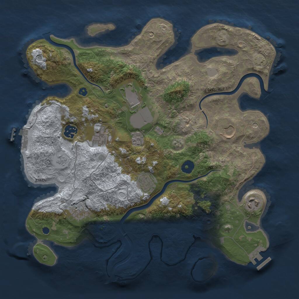 Rust Map: Procedural Map, Size: 3500, Seed: 983085, 14 Monuments