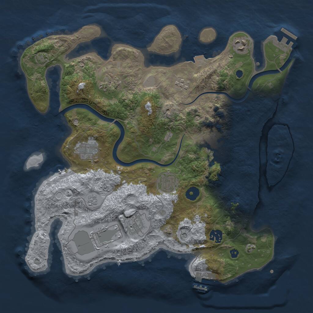 Rust Map: Procedural Map, Size: 3500, Seed: 521600, 15 Monuments