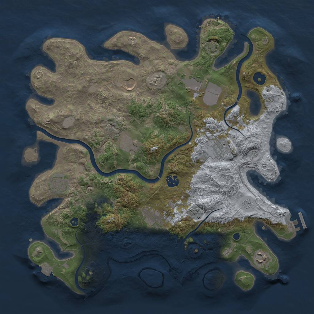 Rust Map: Procedural Map, Size: 3750, Seed: 1045346774, 14 Monuments