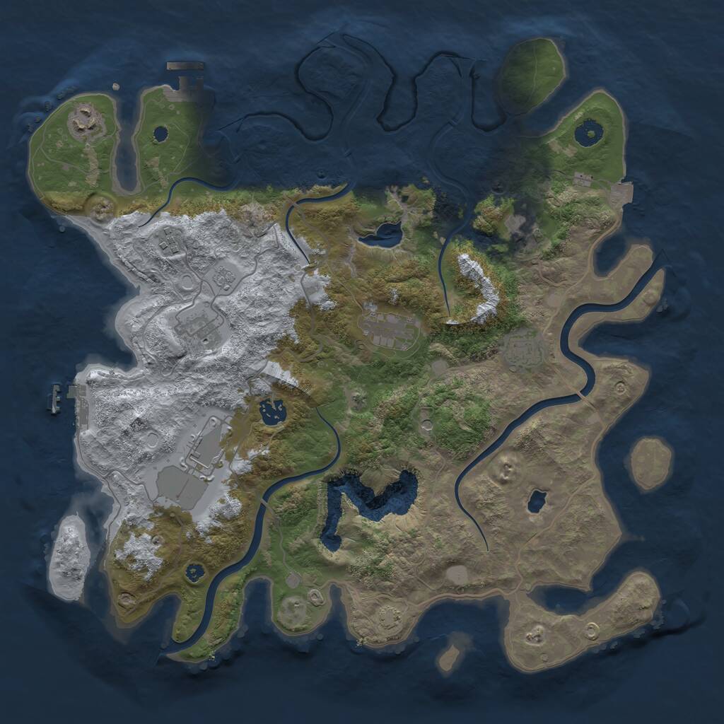 Rust Map: Procedural Map, Size: 4000, Seed: 333642405, 14 Monuments