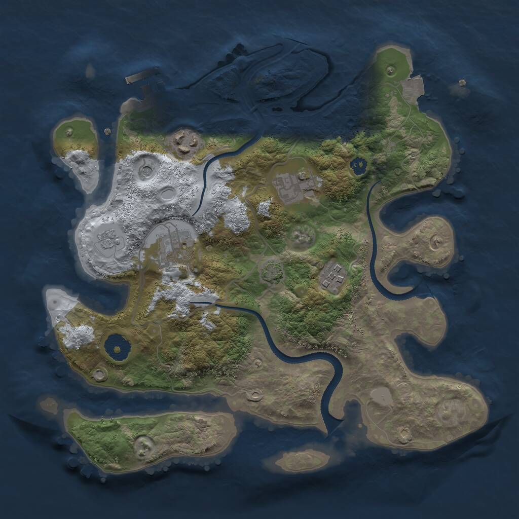 Rust Map: Procedural Map, Size: 3000, Seed: 21907, 9 Monuments