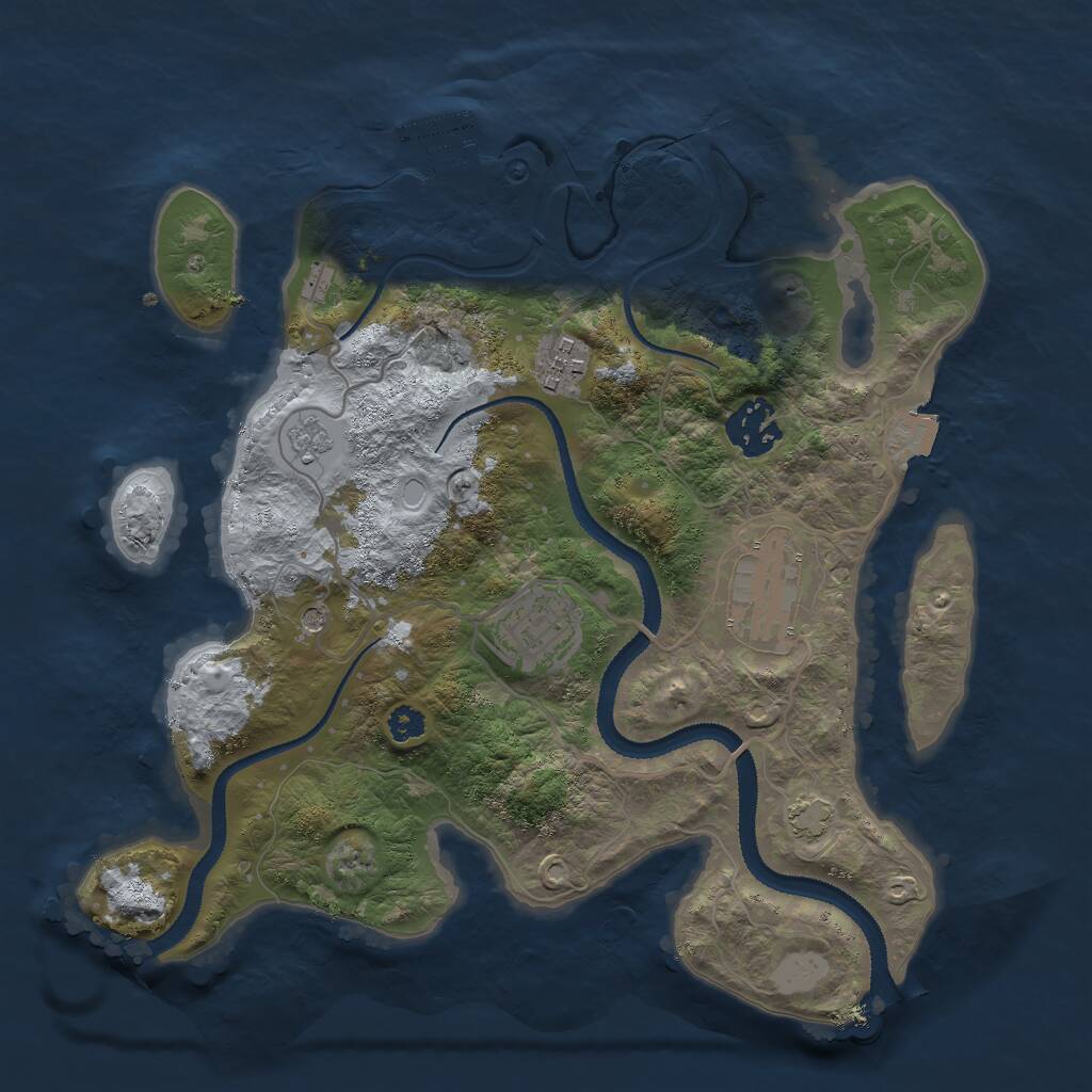 Rust Map: Procedural Map, Size: 3000, Seed: 3781941, 9 Monuments