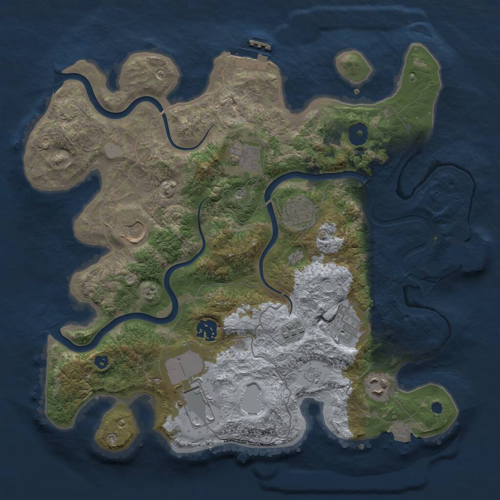 Rust Map: Procedural Map, Size: 3500, Seed: 413196, 14 Monuments