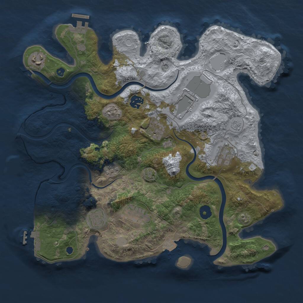 Rust Map: Procedural Map, Size: 3500, Seed: 170052, 14 Monuments