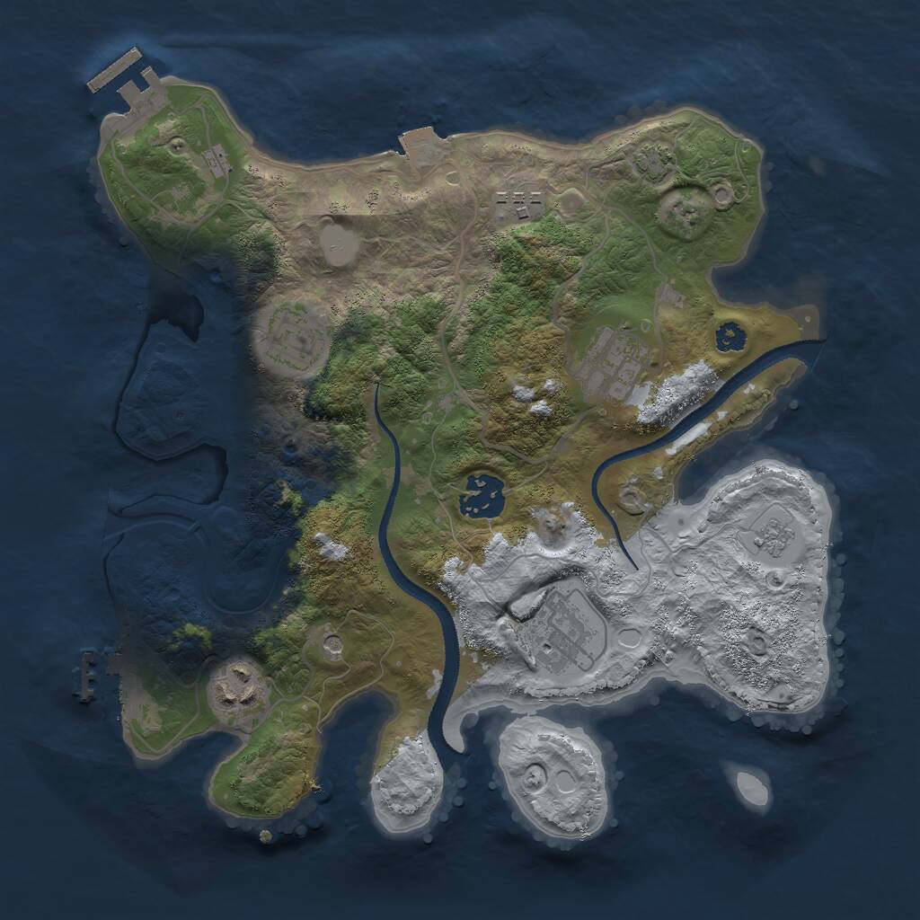 Rust Map: Procedural Map, Size: 3000, Seed: 225980350, 12 Monuments