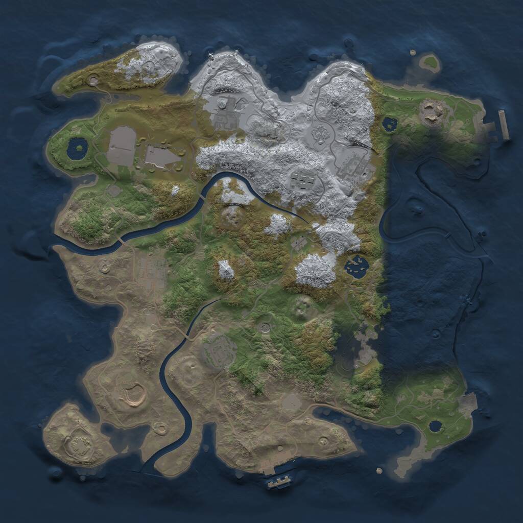 Rust Map: Procedural Map, Size: 3500, Seed: 850746, 16 Monuments