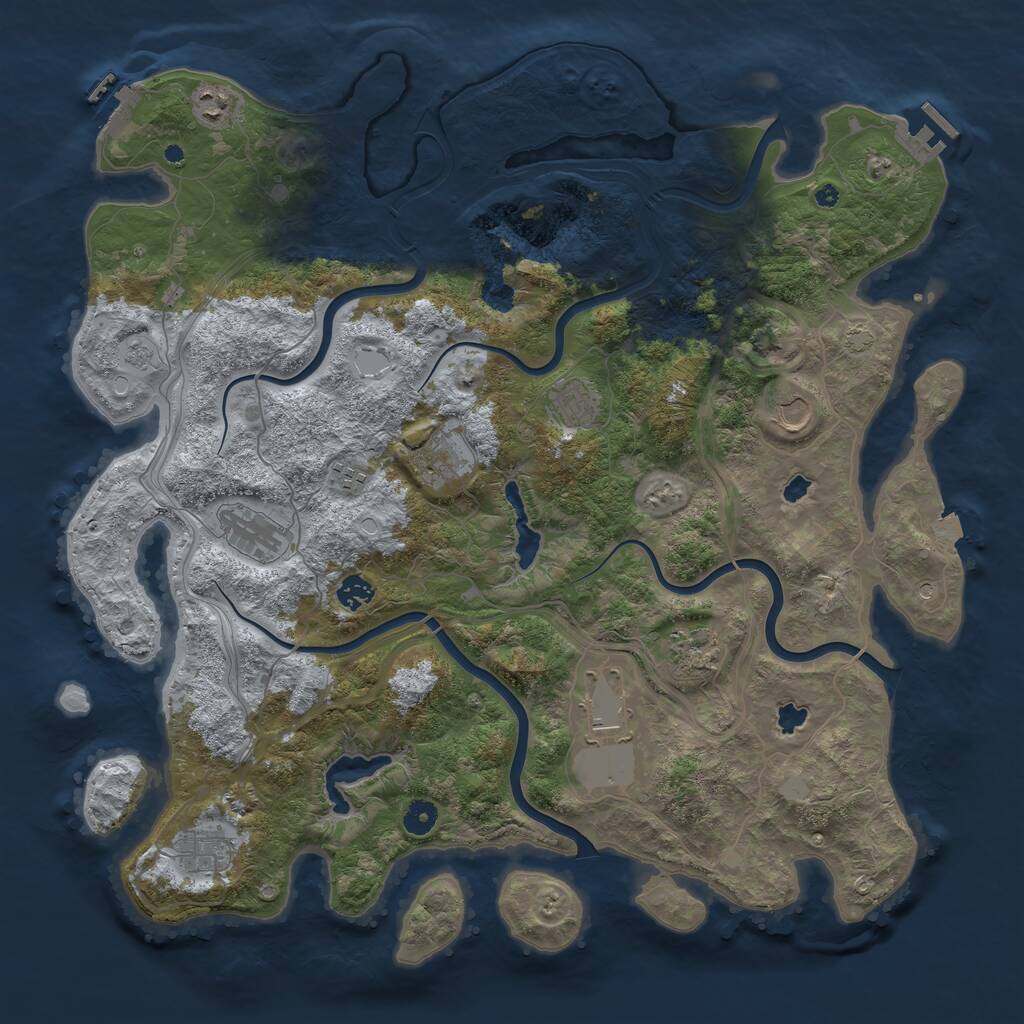 Rust Map: Procedural Map, Size: 4500, Seed: 127839, 16 Monuments