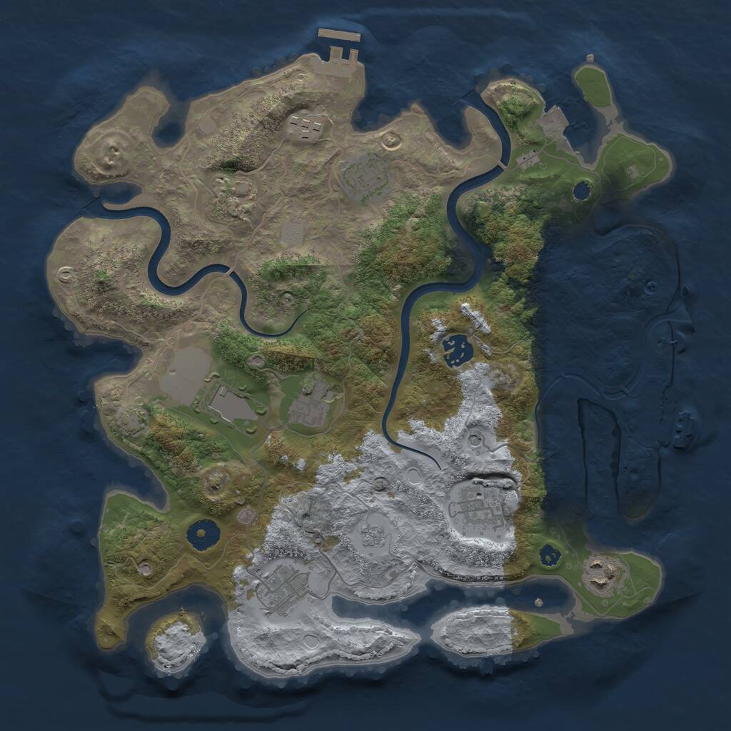 Rust Map: Procedural Map, Size: 3500, Seed: 1863781883, 15 Monuments